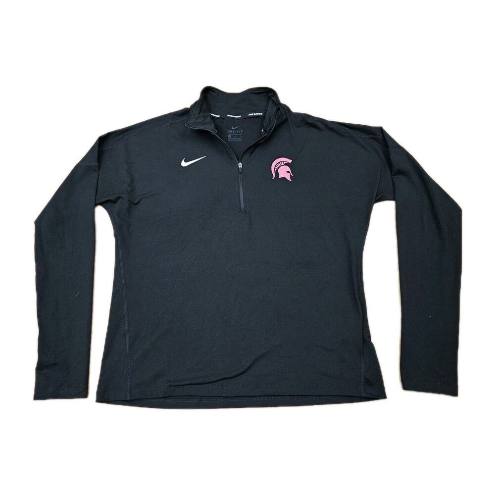 Nike Dri-fit Element Half Zip Running Top Womens M Black Michigan State Spartans